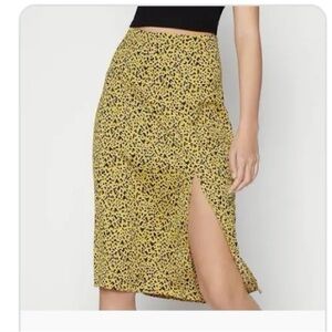 BCBGeneration Woven Satin Tiger Print Midi Skirt